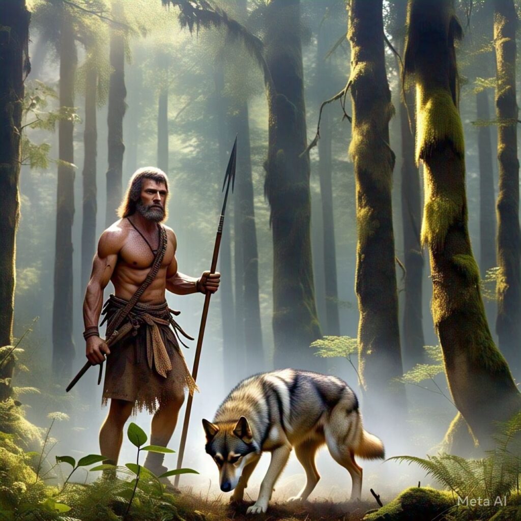 Lobo acompanhando ser humano